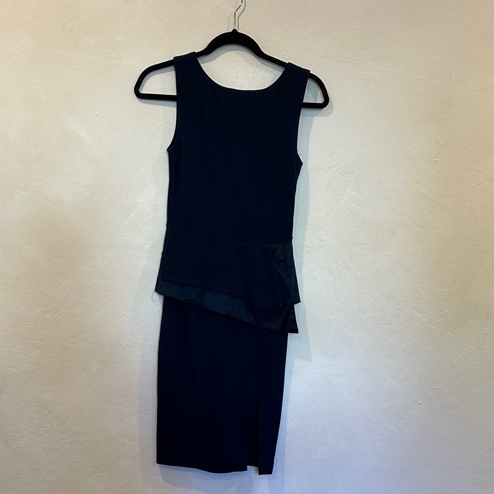 Bar III Navy Midi Dress with Peplum Detail